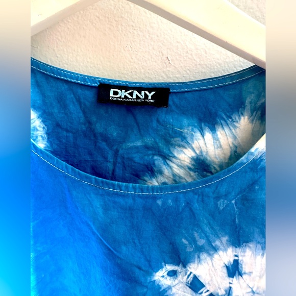 DKNY tie dye poplin top with rafia - Picture 1 of 4